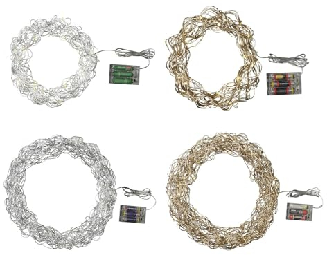 netproshop Lichterkranz 20 LED für Wand, Tür und Fenster Indoor Batterie und Timer, Farbe:Champagner, Auswahl:D 20 cm