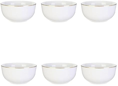 Paris Prix - Lot de 6 Bols Déco Céramique Blanc 14,5 x 7 cm - Contenance 50 cl - Style Champêtre Française - Bol Rond - Microwavable - Dishwasher Safe Non - Recommandé pour Décoration