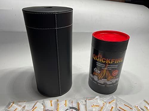 AdoroSol Vertriebs GmbH 100 Anzünder Quickfire + Lederaufbewarungs Dose Aufbewahrungsbox für Kaminanzünder Dose