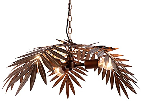 Newrays Bronze Vintage verstellbare tropische Kokosnussbl?tter Kronleuchter Rustikale Baumlampen Wohnzimmer Esszimmer Schlafzimmer K¨¹che h?ngende Beleuchtungsk?rper