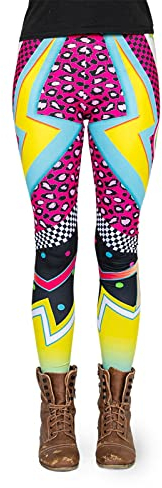 cosey - Neon Line Leggings - knallige Farben- in verschiedenen Leuchtend bunten Designs (Einheitsgröße) (80´s Disco)