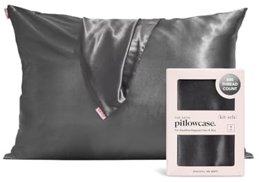 Kitsch Kissenbezug aus 100% Satin mit Reißverschluss, weicher als Seidenkissenbezug für Haar und Haut, kühlender Kissenbezug, Satin-Kissenbezug (Standard/Queen (1er-Pack), Anthrazit)