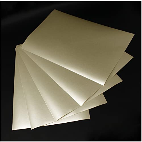 Milchglasfolie 8510 Etched Glass Cal fein Frosted Folie Sichtschutz Bastelfolie Selbstklebend Plotterfolie Plottfolie Fenster Glas (5er Set Din A4 Bögen, Gold)