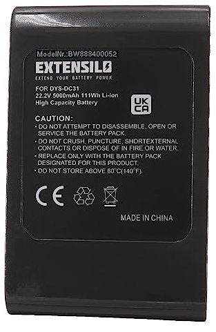 EXTENSILO Batterie Compatible avec Dyson DC31 Animal, DC34, DC35, DC35 Exclusive aspirateur, Robot électroménager (5000mAh, 22,2V, Li-ION)