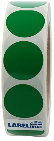 Markierungspunkte grün - Ø 30 mm - 1.000 bunte Klebepunkte auf 1 Rolle(n), 40 mm Kern, Polyethylen, Inventuretiketten selbstklebend