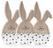 Logbuch-Verlag 3 gleiche Osterhasen Hasen Figuren aus Holz 14 cm schwarz-weiß gepunktet Deko Ostern Osterei