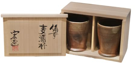 Japanese Pottery Luxury BIZEN YAKI Style Vintage Craft Beer Cup (10oz capacity)/Novelty Beer Mug/Hand Made