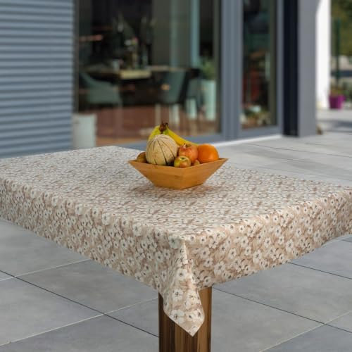 laro Wachstuch-Tischdecke Abwaschbar Garten-Tischdecke Wachstischdecke PVC Plastik-Tischdecken Eckig Meterware Wasserabweisend Abwischbar AS, Muster:Blumen Milefleurs, Größe:100x140