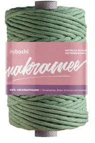 myboshi Makramee-Garn, gezwirnt 4mm, Made in Germany, Naturgarn, das Kreativgarn für orientalische -Makramee-Arbeiten Grün 1 Kordel a 50m