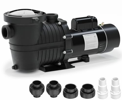 Pool Pump In/Above Ground, 1.5HP 115V/230V Dual Voltage Swimming Pool Pump with Filter Basket, 4500GHP Max Flow Circulating Pump for Saltwater and Fresh Water Pools, IP44 Waterproof, Energy Efficient
