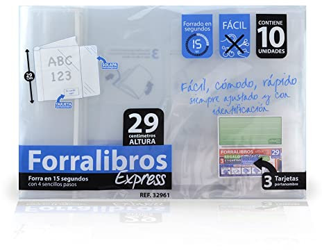 Forra Libros Express - REF. 32961 - El Único Completo - con Identificador, Solapa y Ecológico -Tu libro forrado en 15 Segundos (29 cm)