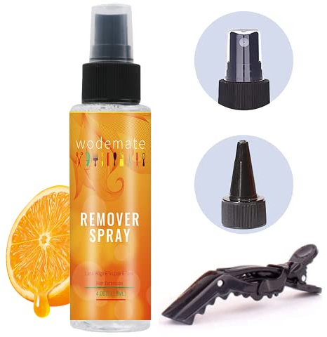 wodemate Dissolvant pour extensions adhésives 4OZ, spray dissolvant pour perruques en dentelle à action rapide, solvant pour ruban adhésif pour extensions capillaires, doux pour la peau