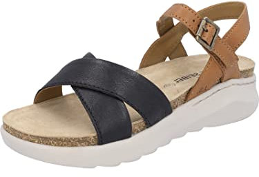 Josef Seibel Damen Riemchensandalen Celine 03,Weite G (Normal),flach,Sommerschuhe,Freizeitschuhe,offene Schuhe,schwarz-Kombi,39 EU