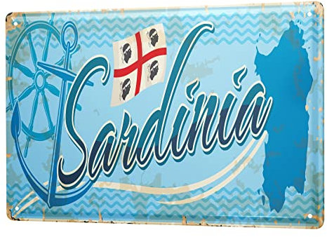 Blechschild Retro - Vintage Metall-Poster für das Wohnzimmer - Sardinien Italien Motiv - 20 x 30 cm