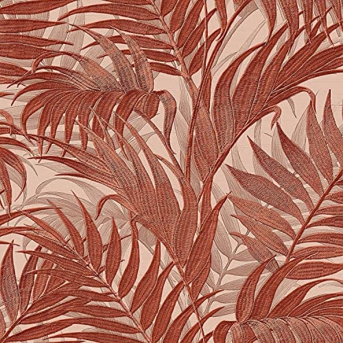 Orange Red Grace Tropical Palm Leaf Wallpaper Textured Paste The Wall Vinyl Natural Jungle Themed