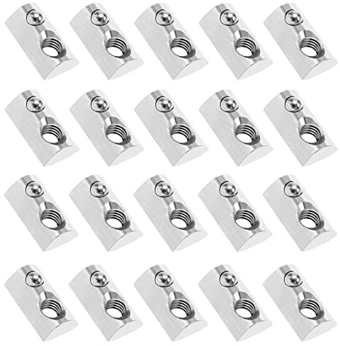 100PCS 3030 Series M6 T Slot Nuts Roll-in Spring Ball Loaded Elastic Nuts Carbon Steel for T-Slot 3030 Series Aluminum Profile 3D Printers CNC Milling Machines