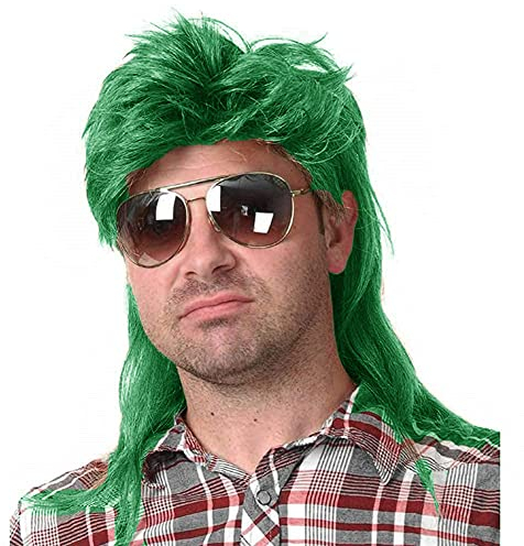 80er Jahre Mann Meeräsche Perücke grün Cosplay Halloween Perücke Maskenball