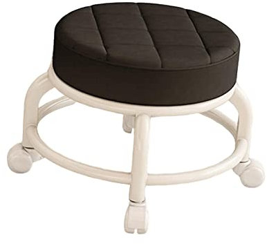 LOVIVER Niedriger Rollen-Rundsitz-Drehstuhl, robuste Fußstütze, kleiner 360° drehbarer Rollhocker, Pediküre-Hocker, niedriger Rollhocker für Friseur, Schwarz