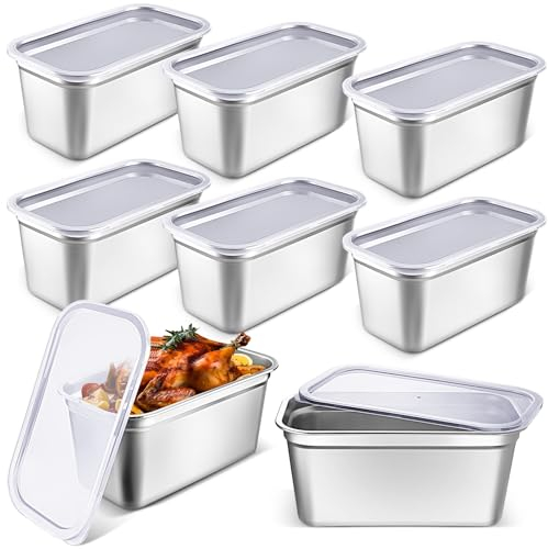 Suttmin 8 Pcs Stainless Steel Food Containers with Lids, 6 Inch Deep
