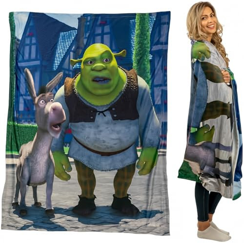 Franco DreamWorks Shrek Orge Bedding Superweicher Plüsch-Überwurf, 116,8 x 152,4 cm, offizielles Lizenzprodukt, Sammlerstücke