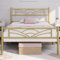 Yaheetech Cama Individual con Espacio Bajo Marco Metal Altura 32 cm Cama Individual con Cabecera para Colchón de 90 x 190 cm Oro