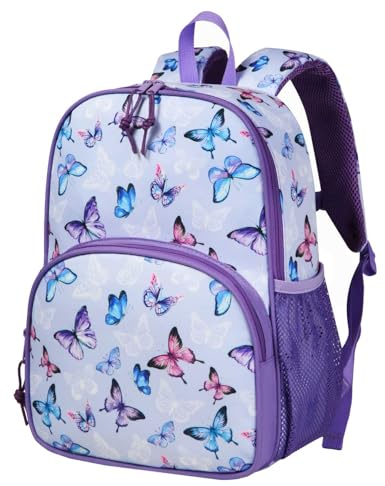 Kasgo Kinderrucksack, Niedlich Vorschule Kinder Rucksack Kindergartenrucksack Kleinkind Schulrucksack mit Brustgurt für Mädchen Jungen 3-7 Jahren Schmetterling