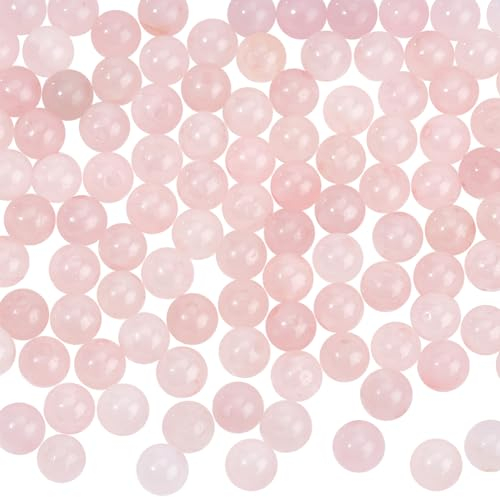 GOMAKERER 170-180 Pcs 2 Strands Rose Quartz Gemstone Beads 4mm, Round Pink Loose Beads Gemstone Beads Lucky Chakra Beads for DIY Craft Bracelet Necklace Jewelry Making