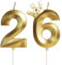 Geburtstagskerzen Zahlen mit Krone 26, 5cm 3D Gold Geburtstagskerzen, Geburtstag Kerzen,Kerzen Geburtstag,Tortenaufsätze Kuchen Topper Dekoration Hochzeit Geburtstag Jubiläum Feier Lieferungen(26）