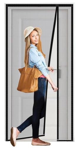 Moustiquaire Magnétique Porte, 105x185cm, Moustiquaire pour Porte Rideau Anti-moustique Magnetique pour Porte Fenêtre Balcon Camping-car, Personnalisable, Noir