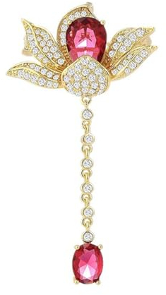 xutao Pink Lotus Kristall Brosche - Elegante Frauen Klassische Anhänger Anstecknadeln Exquisite Lady Glänzende Pflanze Strass Party Pins Schmuck für Mom Wife