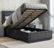 Blisswood Single Bed Frame, 3ft Single Upholstered Ottoman Bed, UKFR Linen Fabric Ottoman Storage Bed with Gas Lift End Opening Wooden Slats (3ft Single, 100 x 204 cm, No Mattress)