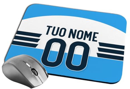 quickgadget Idea Regalo Tappetino Mouse Pad per Tifoso Lazio 01 - Personalizzato con Nome e Numero - Perfetto per Ufficio e Gaming