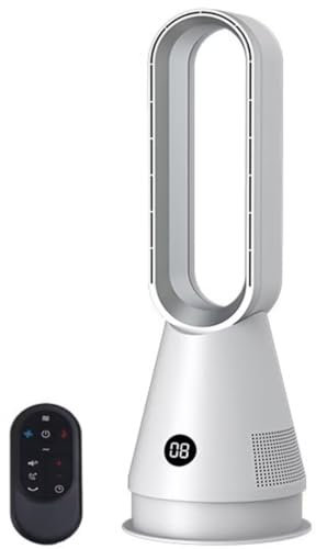 LSQXSS Tower Fan with air Purification,bladeless Cooling Fan with Remote for Bedroom,Office,Kitchen,8 speeds,8h Timer,80° Swing,air Circulation Tower Fan,LED Display,Floor Fan