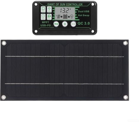 Getdoublerich Kit pannello solare da 600 W, batteria da 18 V, 100 A, regolatore di carica MPPT per auto, camper, roulotte, garantisce conversione di energia e produzione di energia efficiente