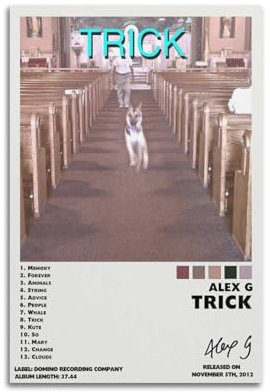 Alex G Trick-Musikalbum, Poster, Leinwand-Kunstdruck, Pop-Musikalbum, Kunstalbum, Wohnzimmer, Zuhause, dekorative Kunst, 20 x 30 cm, ungerahmt, 25