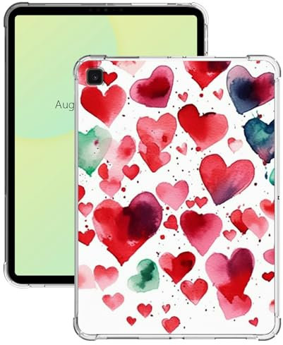 Galaxy Tab A7 Lite Case 2021 Release Lightweight Ultra Slim Transparent Flexible TPU Shock Proof Clear Tablet Cover Case for Samsung Galaxy Tab A7 Lite 8.7 inch - Red Love Heart