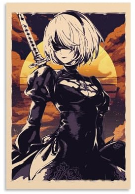 LASOQUAN Nier Automata 2B. Poster, dekoratives Gemälde, Leinwand, Wandposter und Kunstdruck, moderne Familienschlafzimmer-Dekoration, Poster, 30 x 45 cm