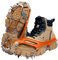 Crampones Antideslizante, Crampones para Botas de Senderismo, Garras de zapatos con 19 Picos Antideslizantes, crampones de Nieve para Caminar, Alpinismo en Invierno y Senderismo, Naranja (XL)