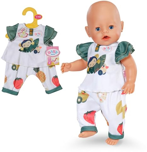 BABY born Affen-Outfit für 43 cm Puppen mit Shirt und Hose | Rüschenshirt, Loungehose im Dschungel-Stil, passend für 43 cm Puppen