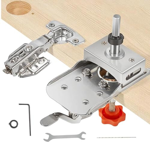 Cabinet Door Hinge Jig, Drilling Hole Puncher Jig, Adjustable Cabinet Hardware Jig, Quick Punch Hinge Jig, Anti-Slip Cabinet Handle Jig, Precision Drilling Tool, Durable Hinge Installation Tool, Metal