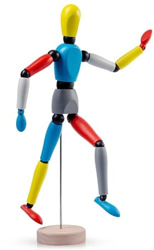 COOZEE 30 cm Modell Puppe Gliederpuppe, Männlich aus Holz, Flexibler Mannequin, Holzpuppe zum Zeichnen Für Anfänger, Profis und Künstler, Mehrere Farben
