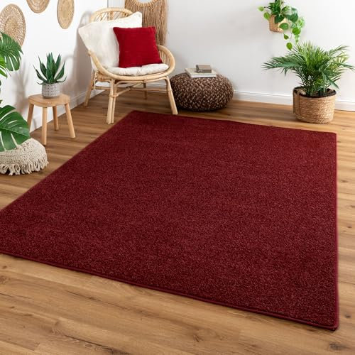 Steffensmeier Kurzflor Teppich Cambridge, Wohnzimmer, Schlafzimmer, in Burgund, Größe: 200x300 cm