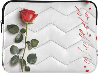 Laptop-Hülle für Laptops mit 38,1 - 40,6 cm (15-16 Zoll), stilvolle Hülle für Laptops, rote Rose, romantische Hülle mit Reißverschluss für Arbeit