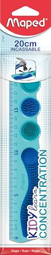 Maped - 20cm Kidy Learn Concentration Ruler - Shatterproof Material - Removable Sensory Touch Zones - Grip System - School Stationery
