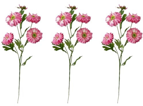 astylishome Plantas artificiales para decoración, margaritas artificiales que parecen reales para bodas, 65 cm, 5007