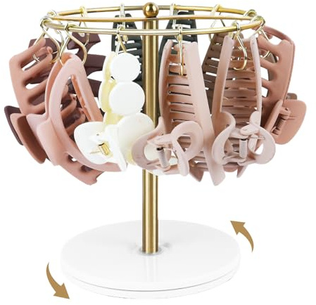 Gocasmus Um 360 Grad drehbarer Klauenclip-Organizer, Ständer, Metall-Haarspange, Aufbewahrung für Schlafzimmer, Badezimmer, Studentenwohnheim, Raumdekoration, für Frauen und Mädchen, Geschenke