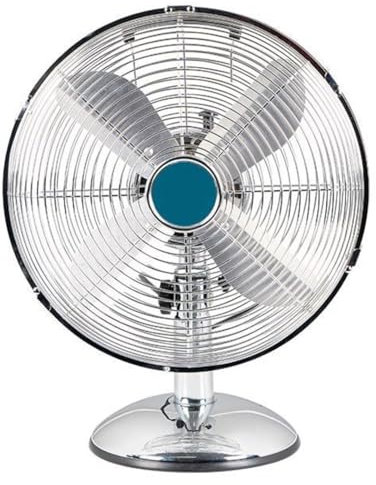Trade Shop - Ventilatore da Tavolo Vintage Cromo 45w con 4 Pale in Alluminio Cavo 1,8mt 6506005 -