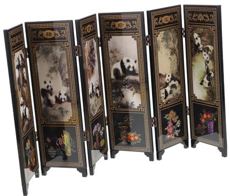 JOINPAYA 6 décoration Panda géant paravents Chinois séparateurs de pièce Affichage à Panneau Pliant Mini séparateur de pièce écran Pliable paravent en Bois