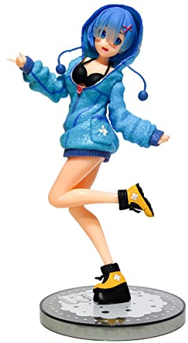 REOZIGN REM Figur, Winter-Sweatshirt mit Kapuze, REM-Figur, 23 cm, handgefertigte Cosplay-Figur aus PVC, Souvenir für Anime-Fans (Blau)