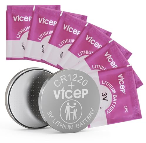 ViCep 6-Pack CR1220 Battery for Key Fob & Thermometer | CR 1220 Battery 3V Coin Cell Button Batteries —Compatible with LED lights, sensors, small electronics